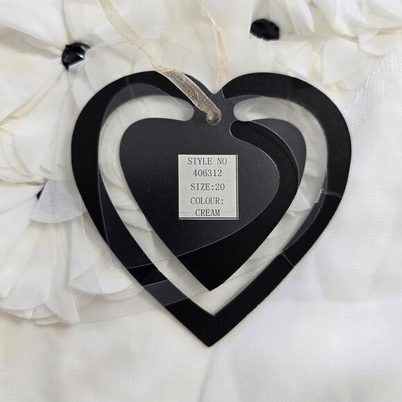 Club L Dress Women's 20 Cream - White Mini Sleeveless Sheer Lined Flowers Ruffle - Picture 6 of 16